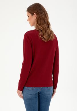 Kadın Bordo Basic Triko Hırka - 50288996021