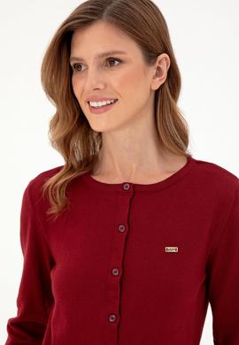 Kadın Bordo Basic Triko Hırka - 50288996021