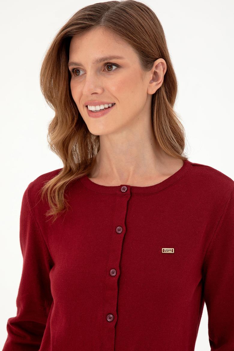 Kadın Bordo Basic Triko Hırka - 50288996021