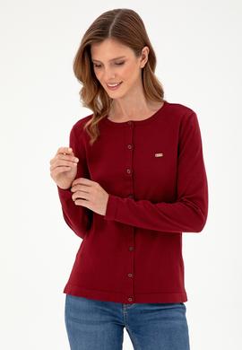 Kadın Bordo Basic Triko Hırka - 50288996021