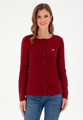 Kadın Bordo Basic Triko Hırka - 50288996021