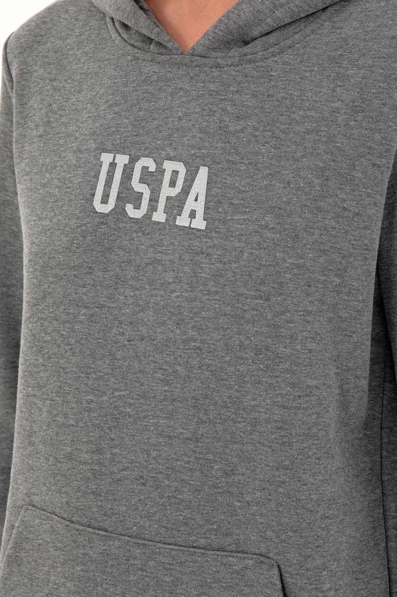 Kadın Antrasit Melanj Basic Kapüşonlu Sweatshirt