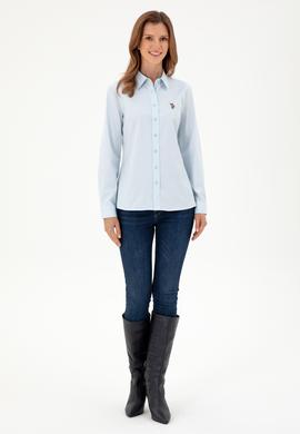 Kadın Açık Mavi Uzun Kollu Basic Gömlek - 50295710005