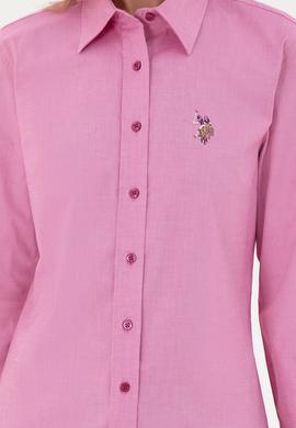 Kadın Fuşya Uzun Kollu Basic Gömlek - 50295710054