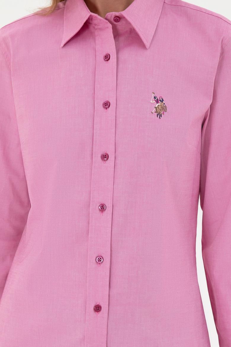 Kadın Fuşya Uzun Kollu Basic Gömlek - 50295710054