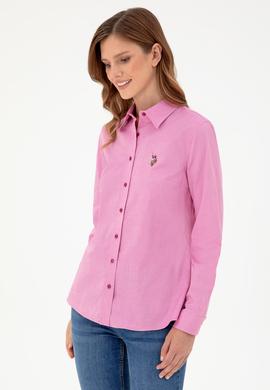 Kadın Fuşya Uzun Kollu Basic Gömlek - 50295710054