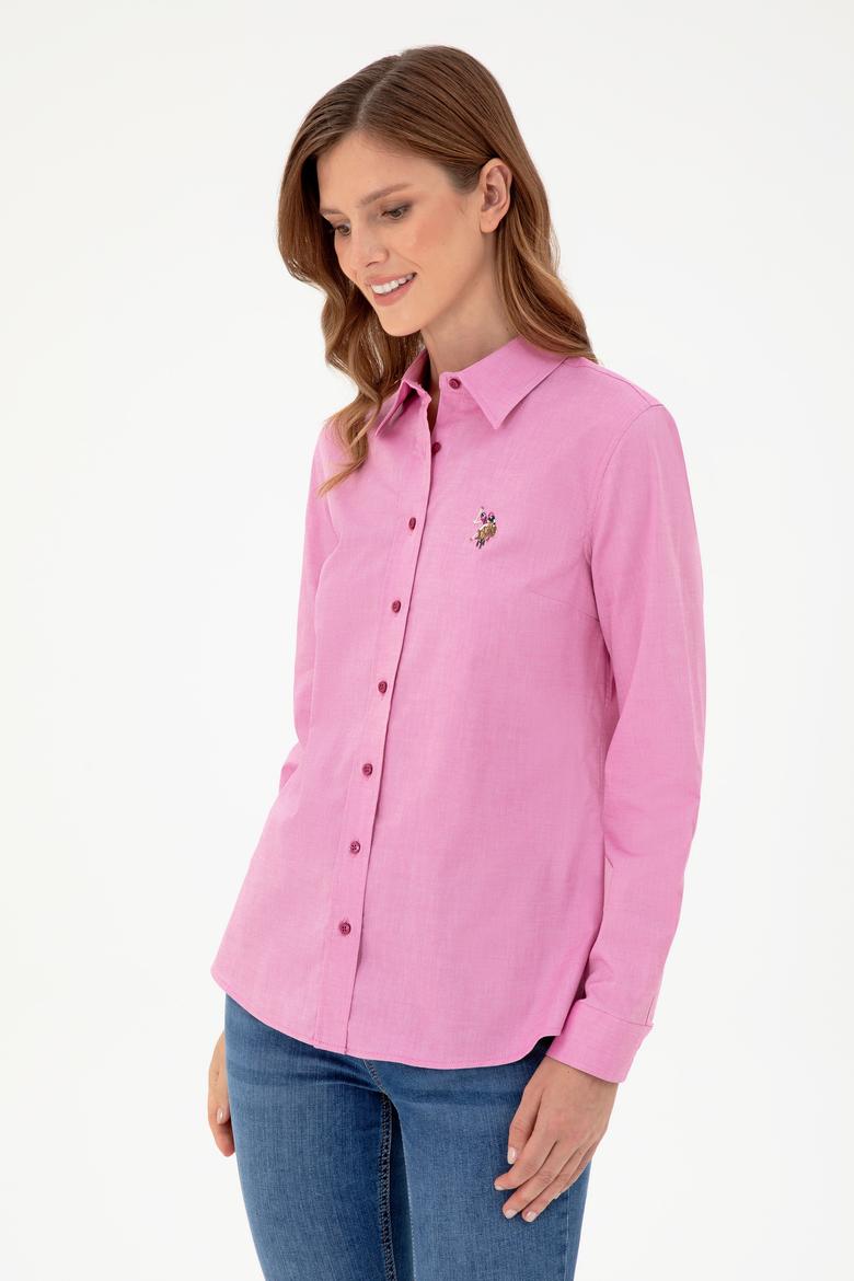 Kadın Fuşya Uzun Kollu Basic Gömlek - 50295710054