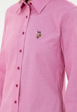 Kadın Fuşya Uzun Kollu Basic Gömlek - 50295710054