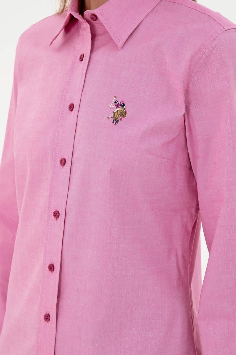 Kadın Fuşya Uzun Kollu Basic Gömlek