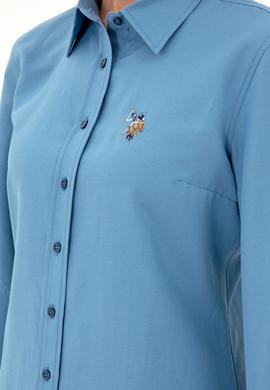 Kadın Saks Uzun Kollu Basic Gömlek - 50295704012