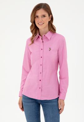 Kadın Fuşya Uzun Kollu Basic Gömlek - 50295710054