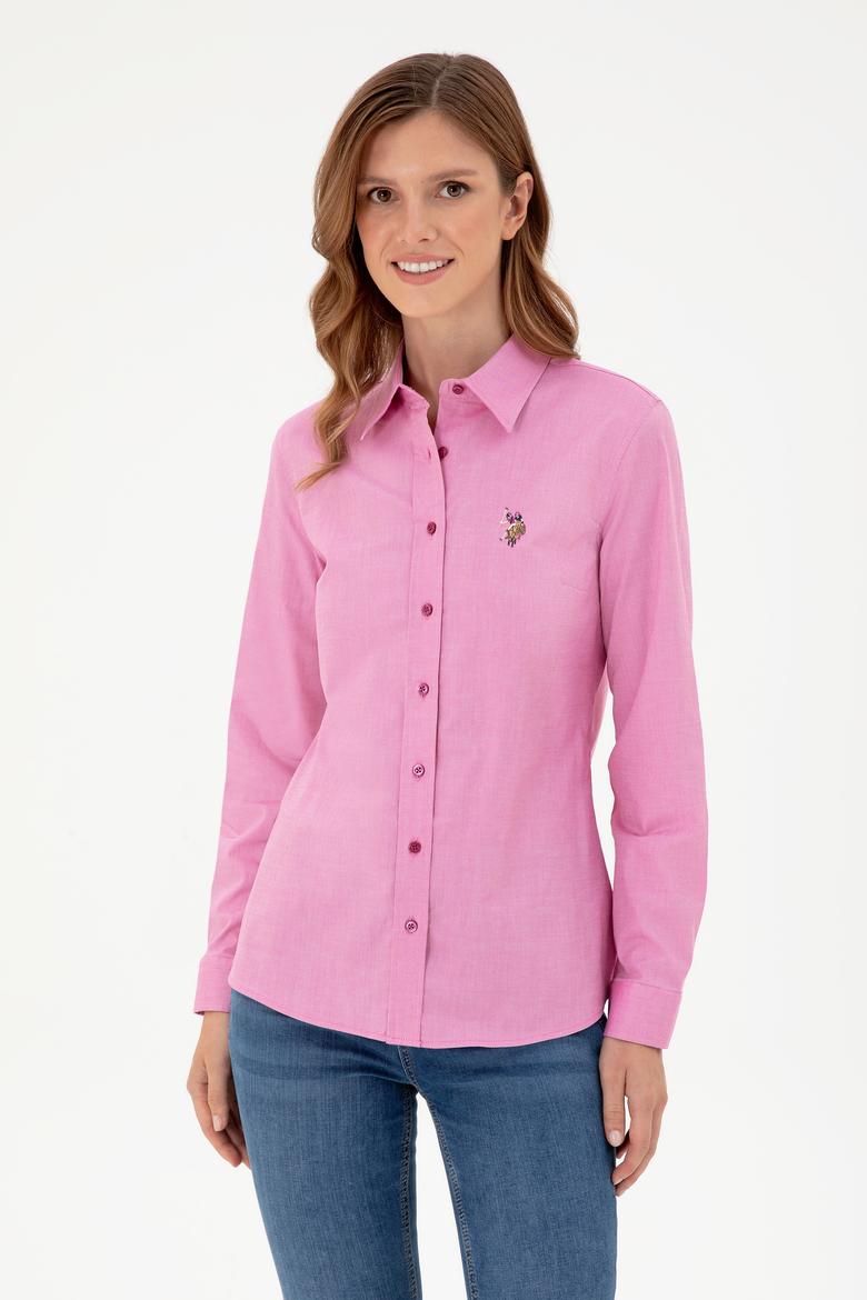 Kadın Fuşya Uzun Kollu Basic Gömlek