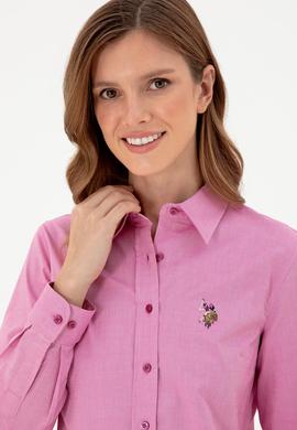 Kadın Fuşya Uzun Kollu Basic Gömlek - 50295710054