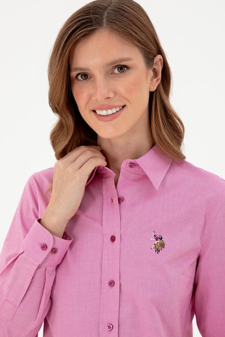 Kadın Fuşya Uzun Kollu Basic Gömlek - 50295710054