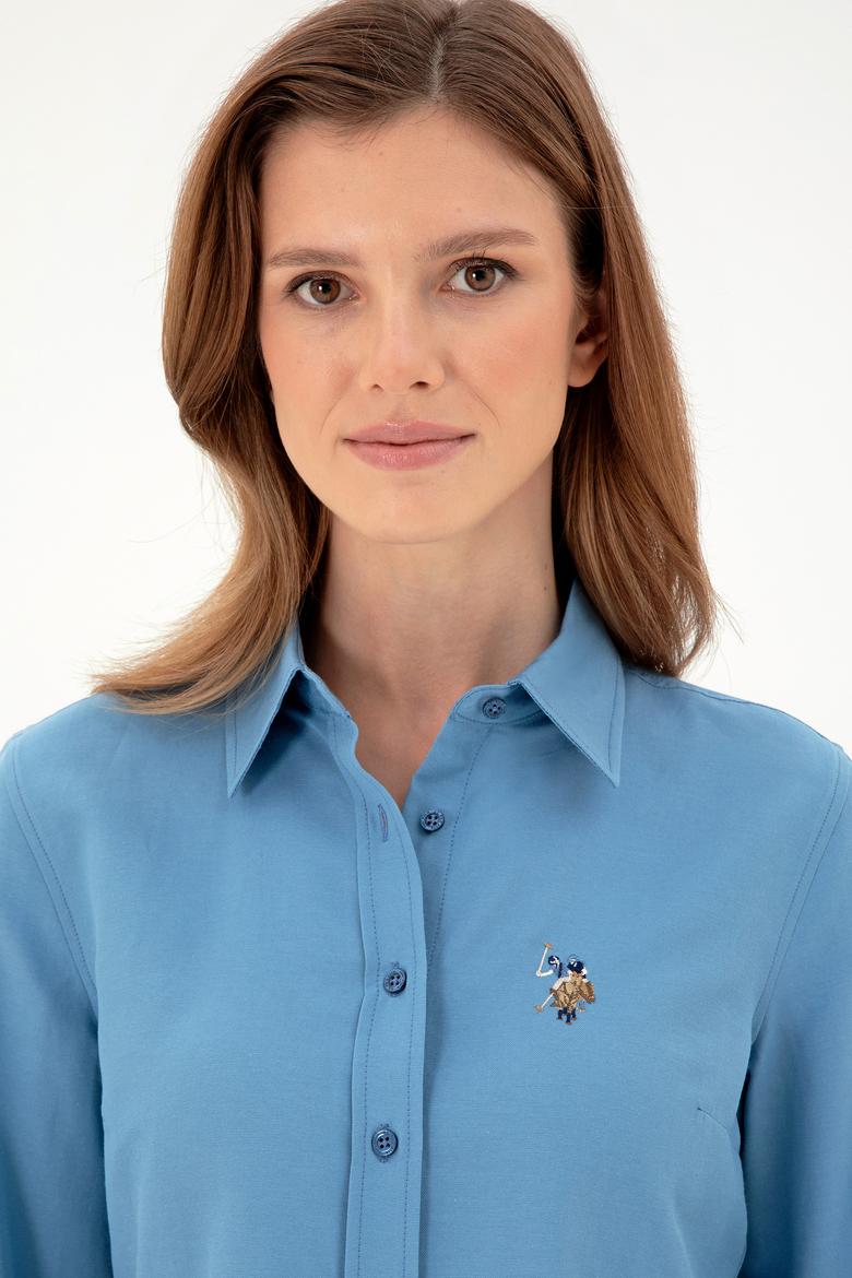 Kadın Saks Uzun Kollu Basic Gömlek - 50295704012