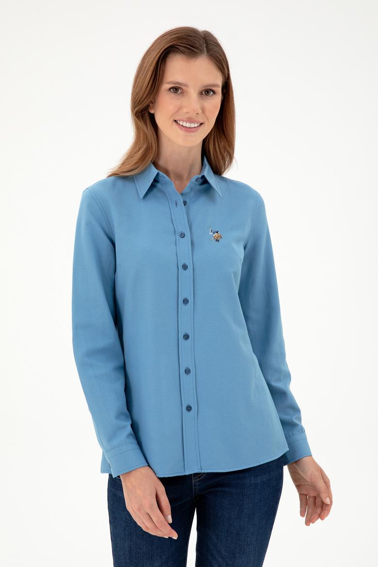 Kadın Saks Uzun Kollu Basic Gömlek - 50295704012