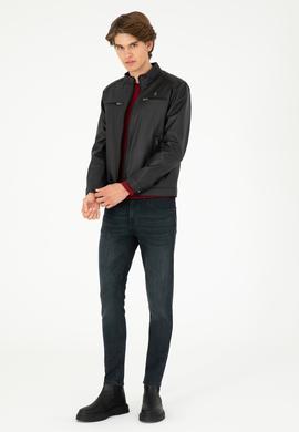 Erkek Siyah Deri Ceket - 50297250018