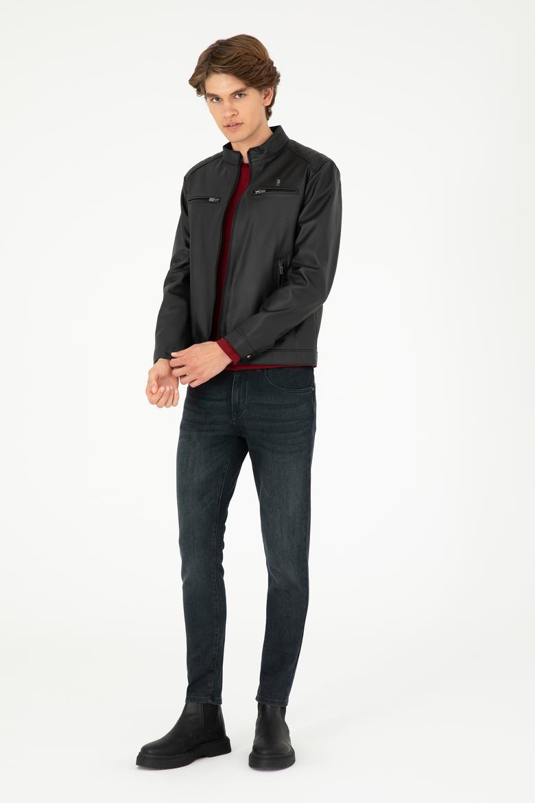 Erkek Siyah Deri Ceket - 50297250018