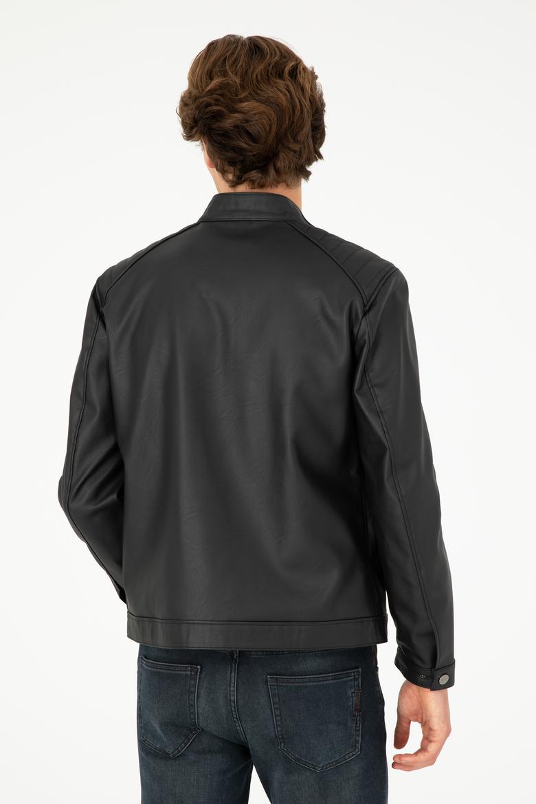 Erkek Siyah Deri Ceket - 50297250018