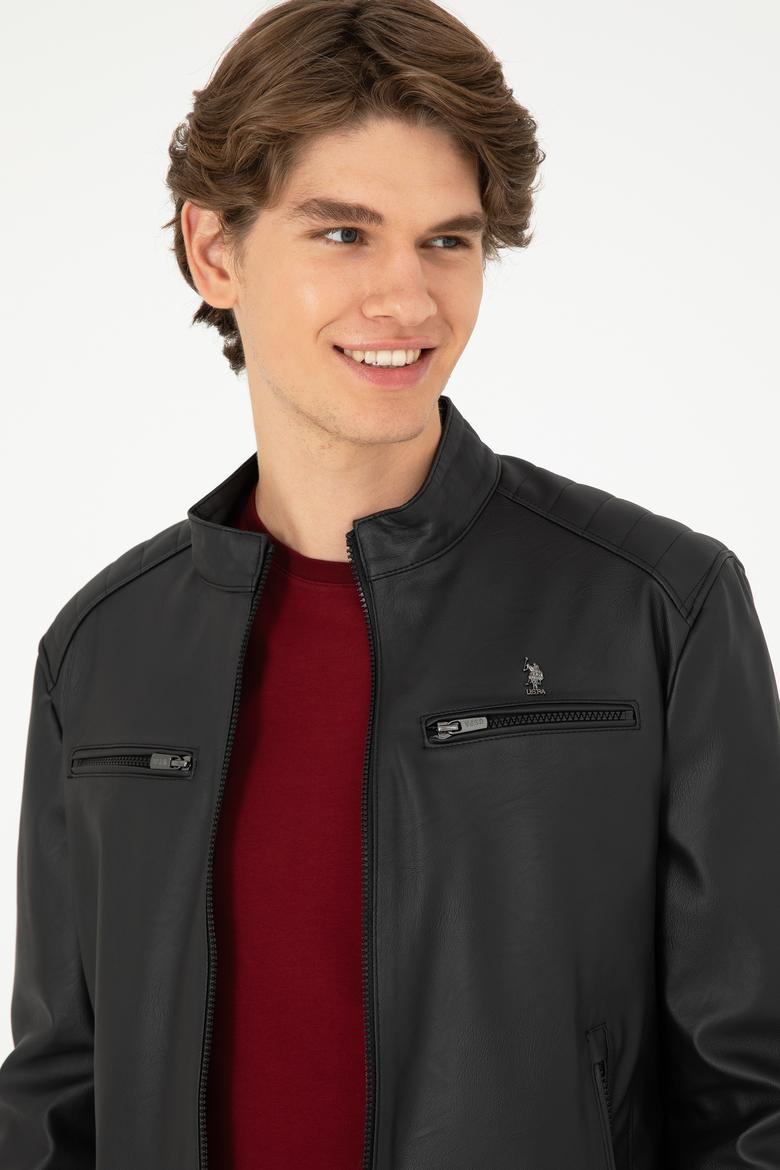 Erkek Siyah Deri Ceket - 50297250018