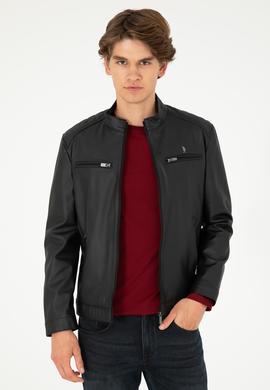 Erkek Siyah Deri Ceket - 50297250018