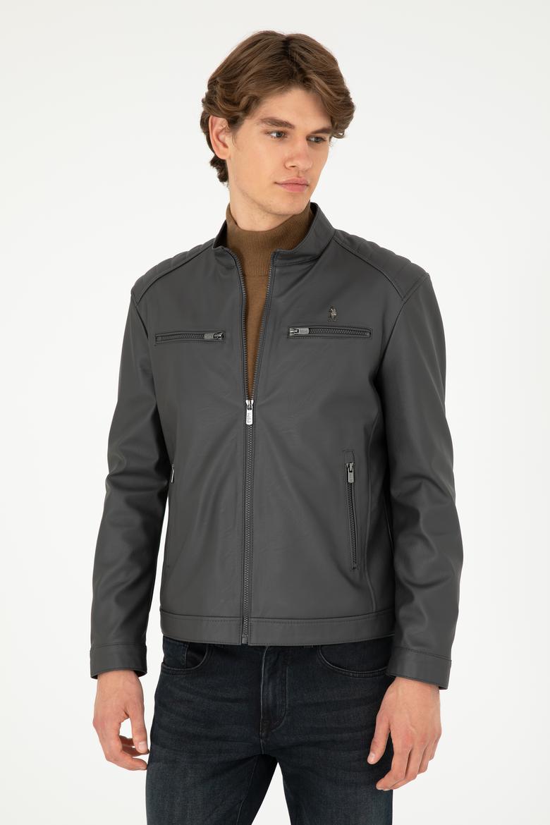 Erkek Antrasit Deri Ceket