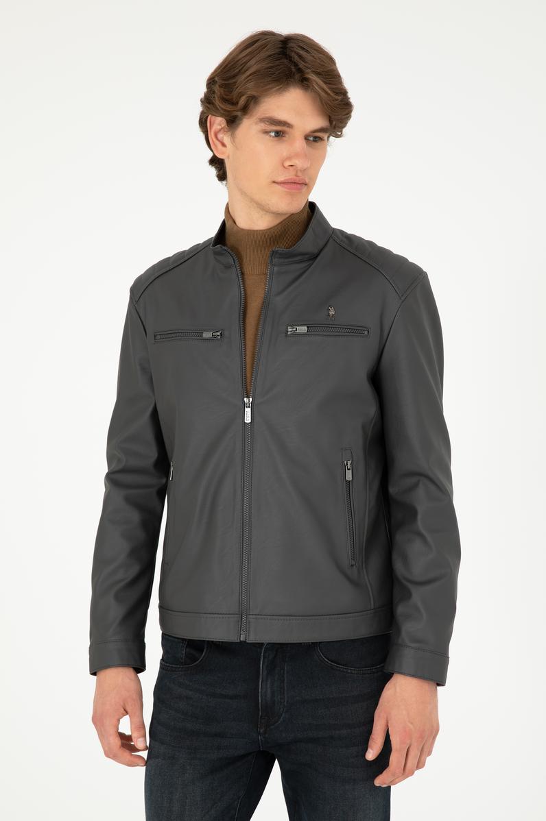 Erkek Antrasit Deri Ceket