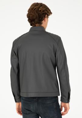 Erkek Antrasit Deri Ceket - 50297250016