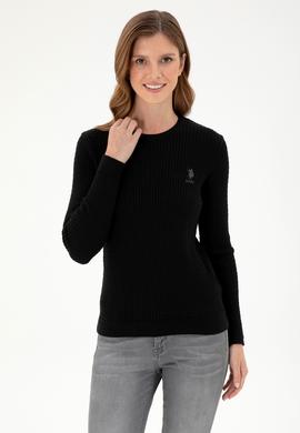 Kadın Siyah Bisiklet Yaka Basic Kazak - 50288979055