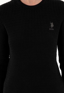 Kadın Siyah Bisiklet Yaka Basic Kazak - 50288979055