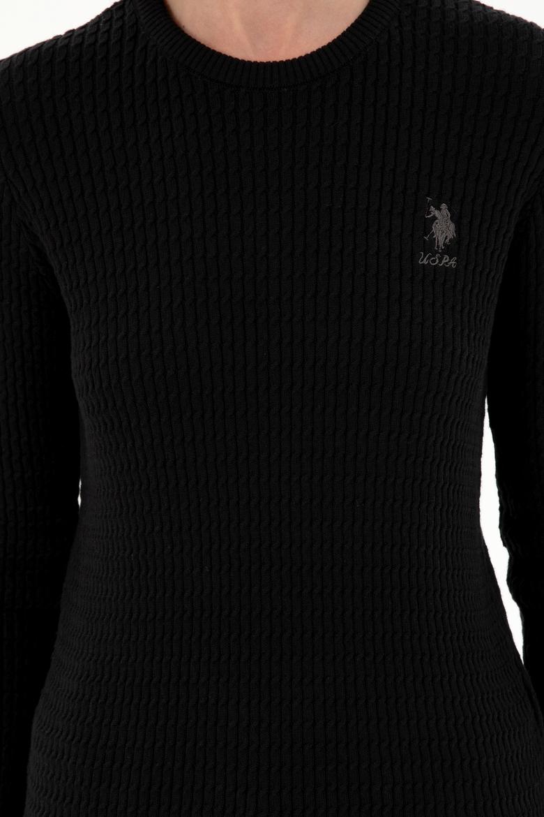 Kadın Siyah Bisiklet Yaka Basic Kazak - 50288979055