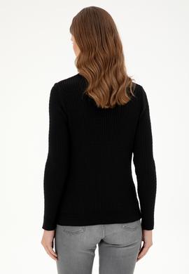 Kadın Siyah Bisiklet Yaka Basic Kazak - 50288979055