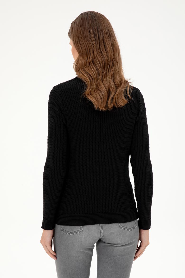 Kadın Siyah Bisiklet Yaka Basic Kazak - 50288979055