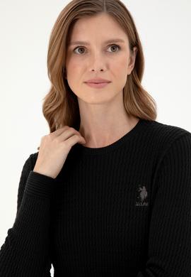 Kadın Siyah Bisiklet Yaka Basic Kazak - 50288979055