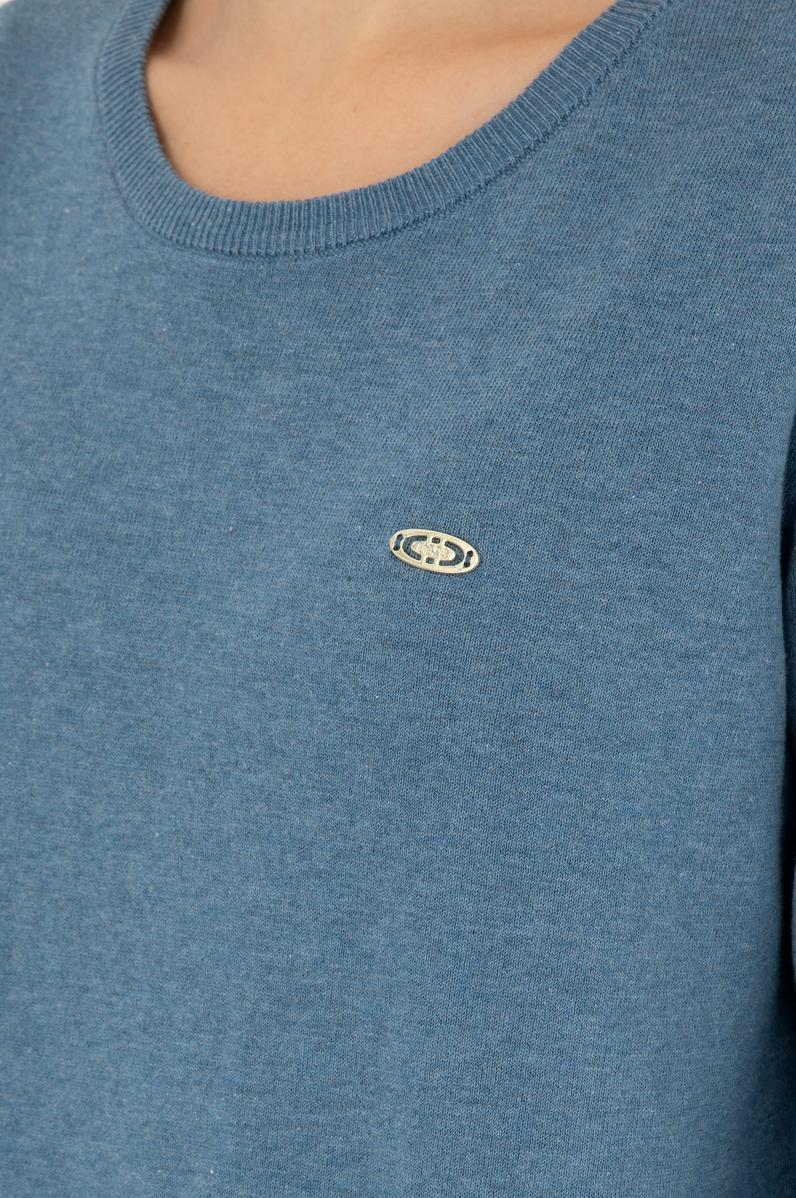 Kadın Mavi Bisiklet Yaka Basic Kazak