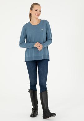 Kadın Mavi Bisiklet Yaka Basic Kazak - 50293510057