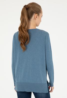 Kadın Mavi Bisiklet Yaka Basic Kazak - 50293510057