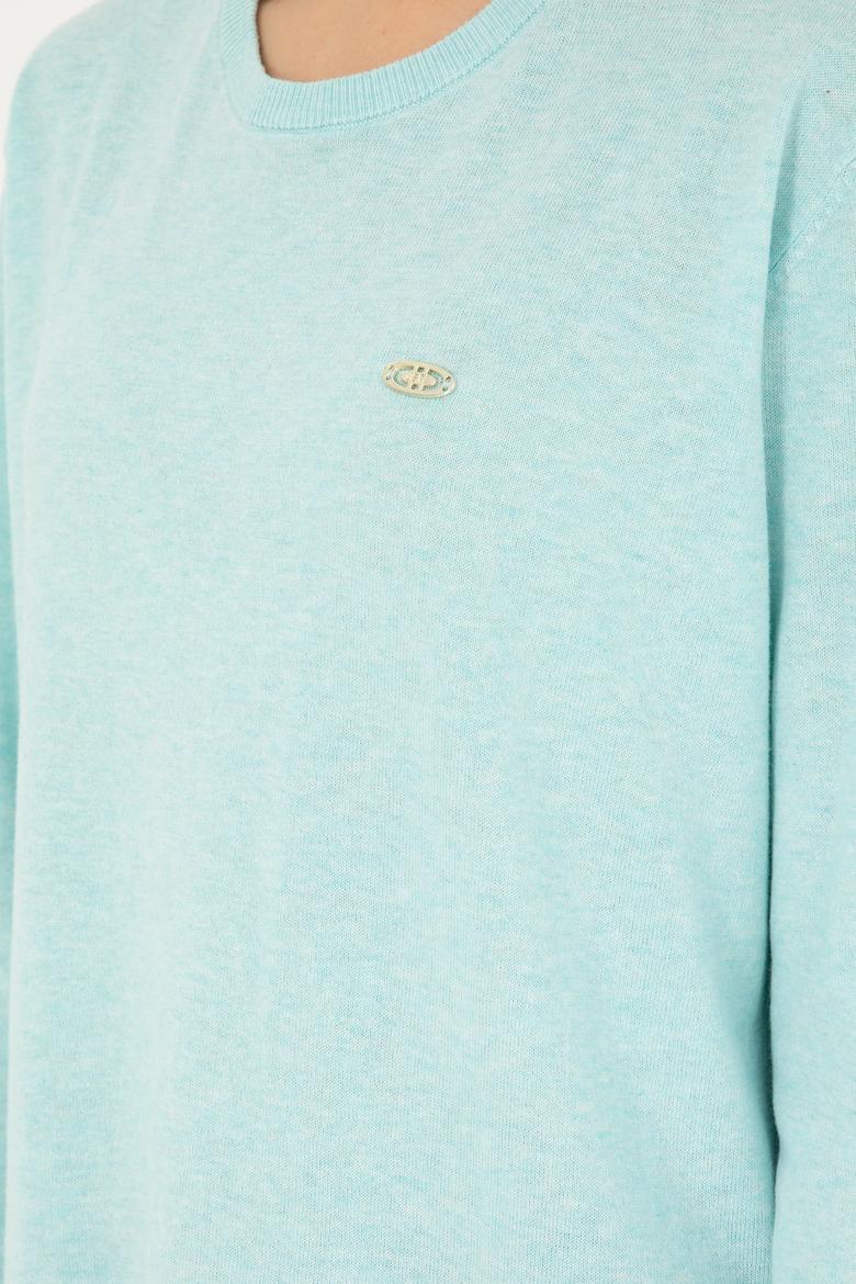 Kadın Su Yeşil Bisiklet Yaka Basic Kazak - 50293510050