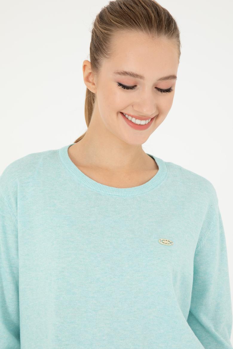 Kadın Su Yeşil Bisiklet Yaka Basic Kazak - 50293510050