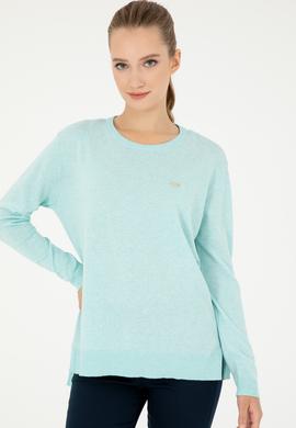 Kadın Su Yeşil Bisiklet Yaka Basic Kazak - 50293510050