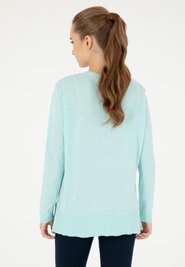 Kadın Su Yeşil Bisiklet Yaka Basic Kazak - 50293510050