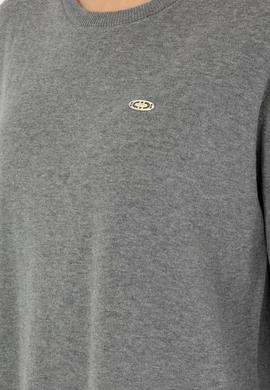 Kadın Gri Melanj Bisiklet Yaka Basic Kazak - 50293510026