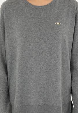 Kadın Gri Melanj Bisiklet Yaka Basic Kazak - 50293510026