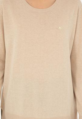 Kadın Kum Melanj Bisiklet Yaka Basic Kazak - 50293510046