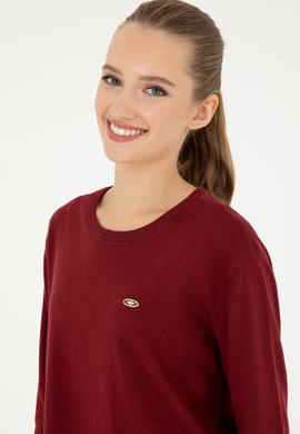 Kadın Bordo Bisiklet Yaka Basic Kazak - 50293510018