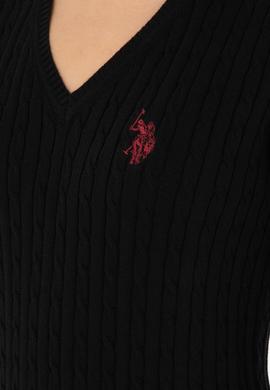 Kadın Siyah V Yaka Basic Kazak - 50293561047