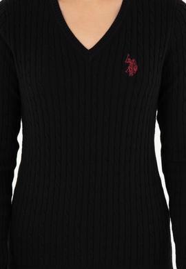 Kadın Siyah V Yaka Basic Kazak - 50293561047