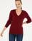 Kadın Bordo V Yaka Basic Kazak