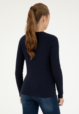 Kadın Lacivert V Yaka Basic Kazak - 50293561039