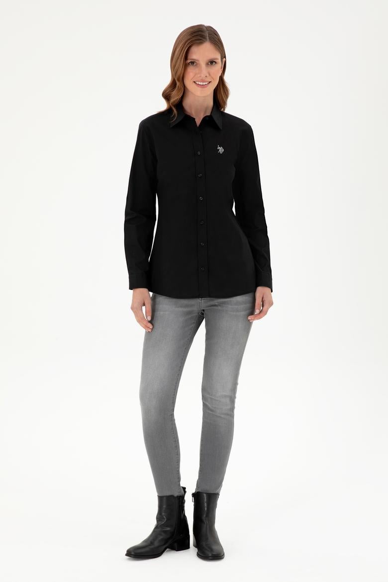 Kadın Siyah Uzun Kollu Basic Gömlek - 50295640030